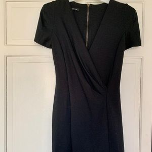 Black short, faux wrap t-shirt dress